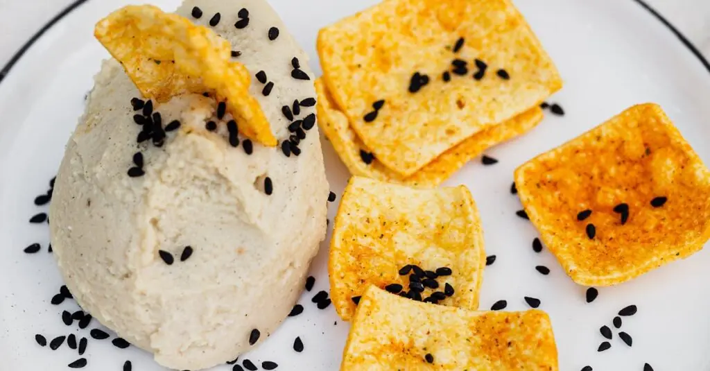 Crispy Kale Chips & Turmeric Tahini Dip