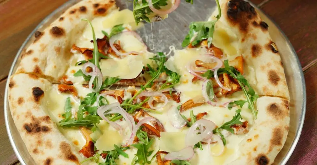 Sweet & Savory Peach Onion Pizza